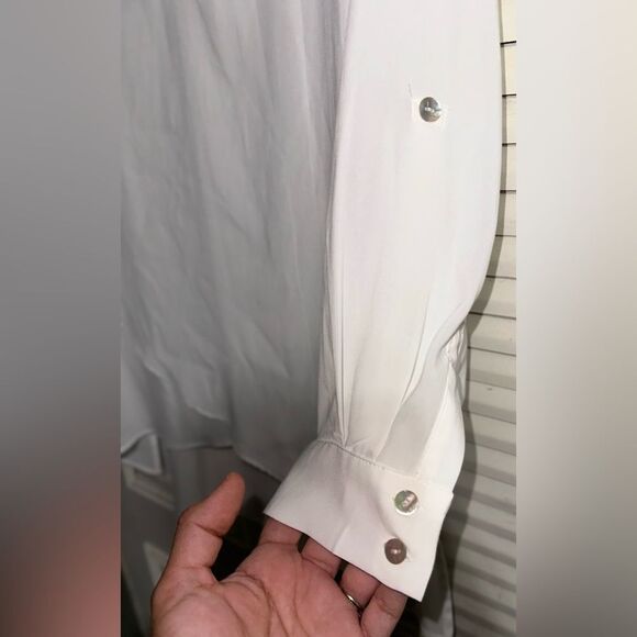 Susan Graver‎ Women’s Crossover Hem Roll Tab Sleeve Petite Tunic Top Size 10P - Picture 5 of 10